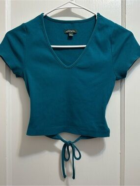 Wild Fable: XS Teal Crop Top with Tie in Back
